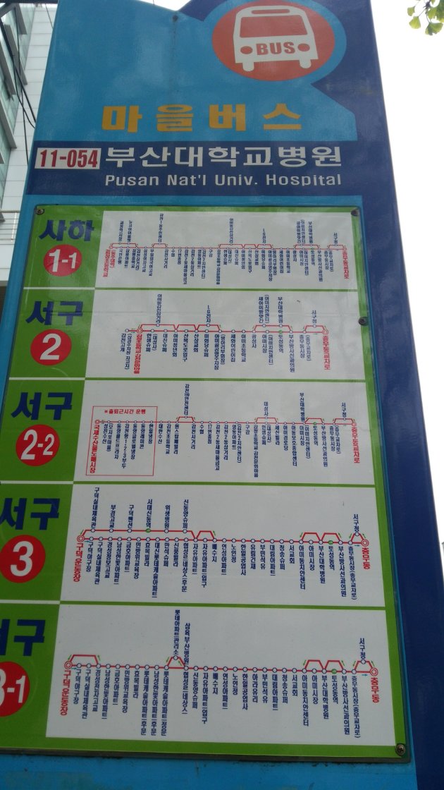 「釜山大学病院」停留所を拠点とした路線図